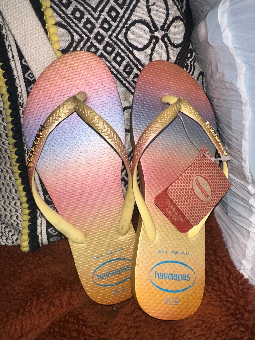 Havaianas Ombre Pastel Flip Flops with Gold Straps